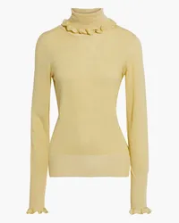 Victoria Beckham Ruffle-trimmed knitted turtleneck sweater - Yellow Yellow