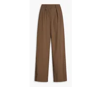 Buckled grain de poudre wide-leg pants - Brown