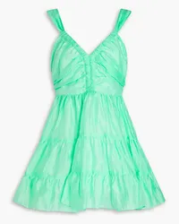 Sandro Tiered linen-blend gauze mini dress - Green Green