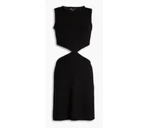 Cutout ribbed-knit midi dress - Black