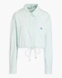 Etro Cropped striped cotton-blend poplin shirt - Green Green