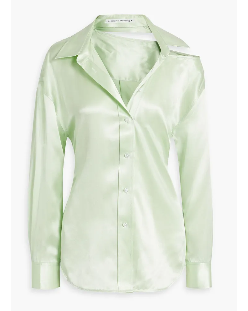 Alexander Wang Cutout silk-satin shirt - Green Green