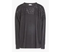 Sequin-embellished linen-blend sweater - Gray