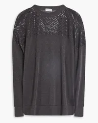 Brunello Cucinelli Sequin-embellished linen-blend sweater - Gray Gray