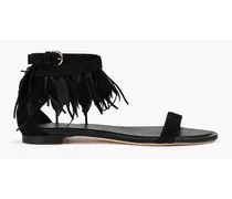 Fringed suede sandals - Black