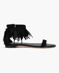 TOD'S Fringed suede sandals - Black Black