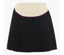 Pleated two-tone faille mini skirt - Black