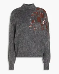 Brunello Cucinelli Sequin-embellished brushed knitted turtleneck sweater - Gray Gray