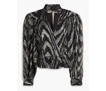 Lila cutout metallic fil coupé silk-georgette blouse - Black