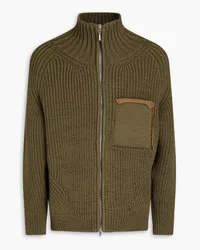 Jacquemus Arco ribbed-knit zip-up sweater - Green Green