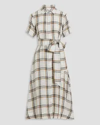 Lisa Marie Fernandez Checked linen midi shirt dress - White White