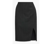 Alice Olivia - Siobhan wrap-effect pinstriped twill skirt - Black