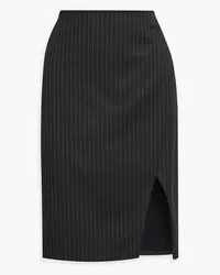 Alice + Olivia Alice Olivia - Siobhan wrap-effect pinstriped twill skirt - Black Black