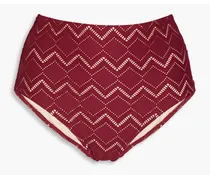 Pointelle-knit high-rise bikini briefs - Burgundy