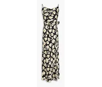 Simone belted floral-print silk-satin maxi dress - Black
