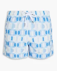 Frescobol Carioca Short-length printed swim shorts - Blue Blue