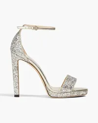 Jimmy Choo Misty 120 glittered leather sandals - Metallic Metallic