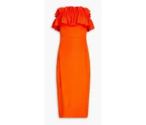 Strapless ruffled ottoman dress - Orange