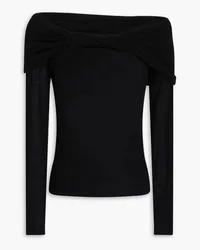 Autumn Cashmere Off-the-shoulder twisted cashmere top - Black Black