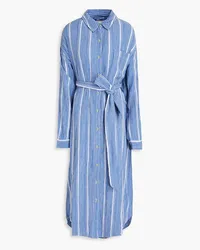 Mara Hoffman Sylvia belted striped cotton-gauze shirt dress - Blue Blue