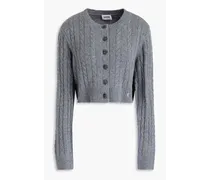 Cropped cable-knit wool and cashmere-blend cardigan - Gray