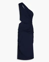 Hervé Léger One-shoulder draped cutout jersey midi dress - Blue Blue