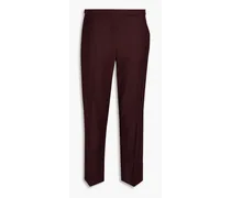 Cropped wool-flannel tapered pants - Burgundy