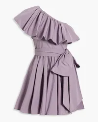 Valentino Garavani One-shoulder ruffled cotton-blend faille mini dress - Purple Purple