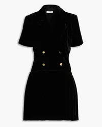 Sandro Pleated velvet mini tuxedo dress - Black Black