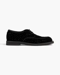 Emporio Armani Crystal-embellished velvet derby shoes - Black Black