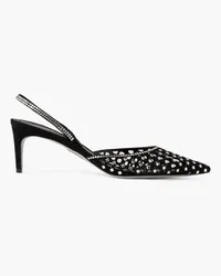 René Caovilla Carrie crystal-embellished suede pumps - Black Black