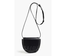 Embossed textured-leather shoulder bag - Black