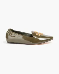 Tory Burch Eleanor embellished patent-leather loafers - Green Green