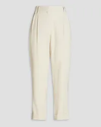 Brunello Cucinelli Bead-embellished pleated twill tapered pants - White White