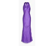Colleen open-back satin-crepe halterneck maxi dress - Purple