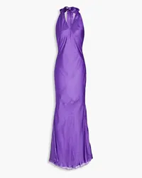 Olivia Rubin Colleen open-back satin-crepe halterneck maxi dress - Purple Purple