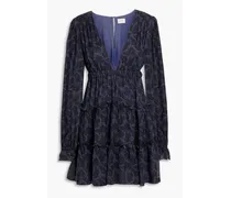 Venezia tiered floral-print silk-chiffon mini dress - Blue