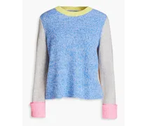 Color-block ribbed cashmere sweater - Blue