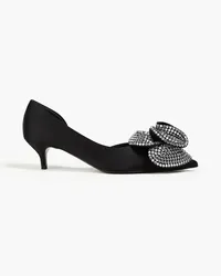 Magda Butrym Floral appliquéd crystal-embellished satin pumps - Black Black