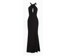 Cutout bow-detailed stretch-crepe gown - Black