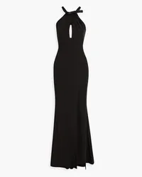 Marchesa Cutout bow-detailed stretch-crepe gown - Black Black