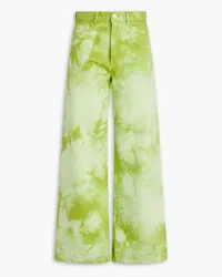 WANDLER Magnolia tie-dyed high-rise wide-leg jeans - Green Green