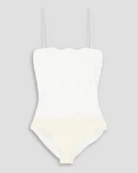 Stella McCartney Cotton-blend lace and silk-satin bodysuit - White White