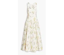 Cutout floral-print cotton-blend seersucker midi dress - Multicolor