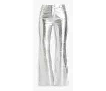 Metallic leather flared pants - Metallic