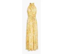 Floral-print chiffon maxi dress - Yellow