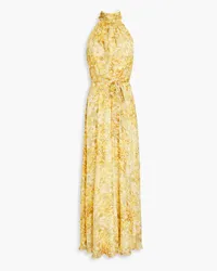 Mikael Aghal Floral-print chiffon maxi dress - Yellow Yellow