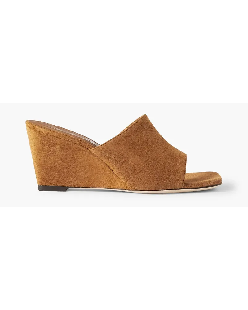 STAUD Blair suede wedge mules - Brown Brown