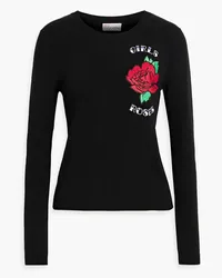 RED Valentino Appliquéd stretch-knit sweater - Black Black