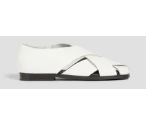 Franza pebbled-leather flats - White